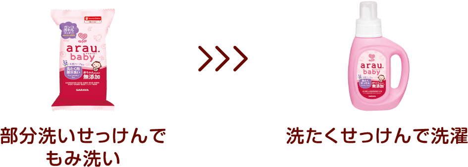 部分用洗剤でもみ洗い 洗たくせっけんで洗濯